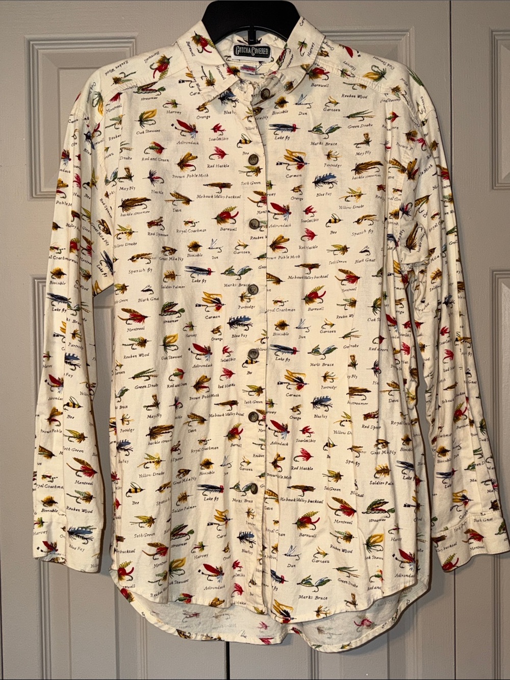 Gotcha Covered Fishing Lure Cotton Long Sleeve Men's Shirt Size Medium
